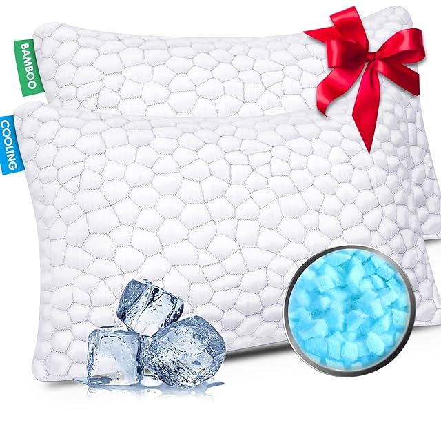 SUPA MODERN pair of cooling shredded memory foam bed pillows in queen size with breathable mesh covers