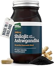 Ayurvedic Shilajit 1000mg & Organic Ashwagandha - 90 High Strength Caps, Fulvic Acid, Mineral Rich Supplement, Stress & Energy Support, Adaptogen, Vegan, GMO-Free, Made in UK by Nature Provides