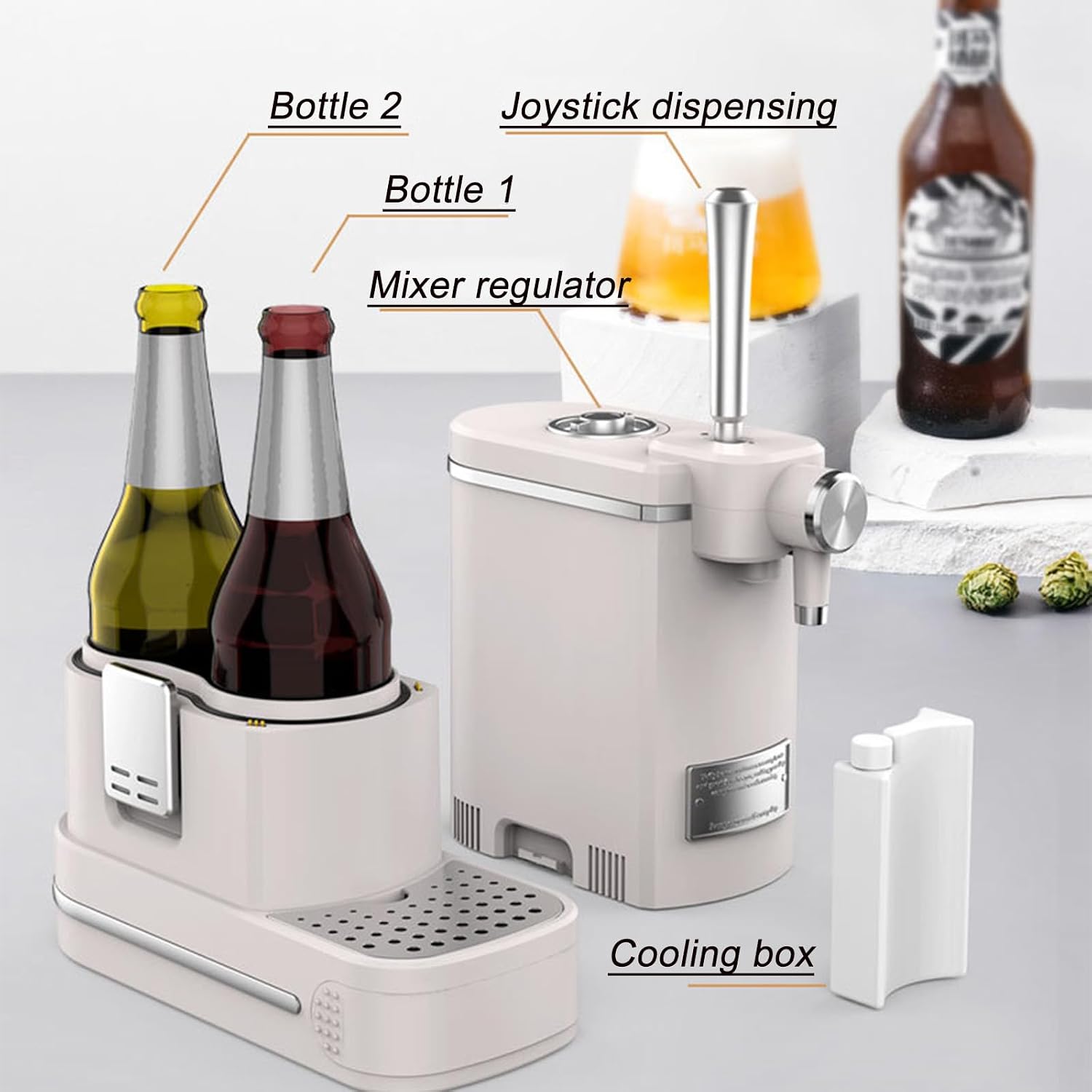 A:Gray,Beer Kegerator,Beer Foam Machine with Cooler,Home Draught Beer Tap for Family Gathering,Beer Gifts for Men Beer Accessories