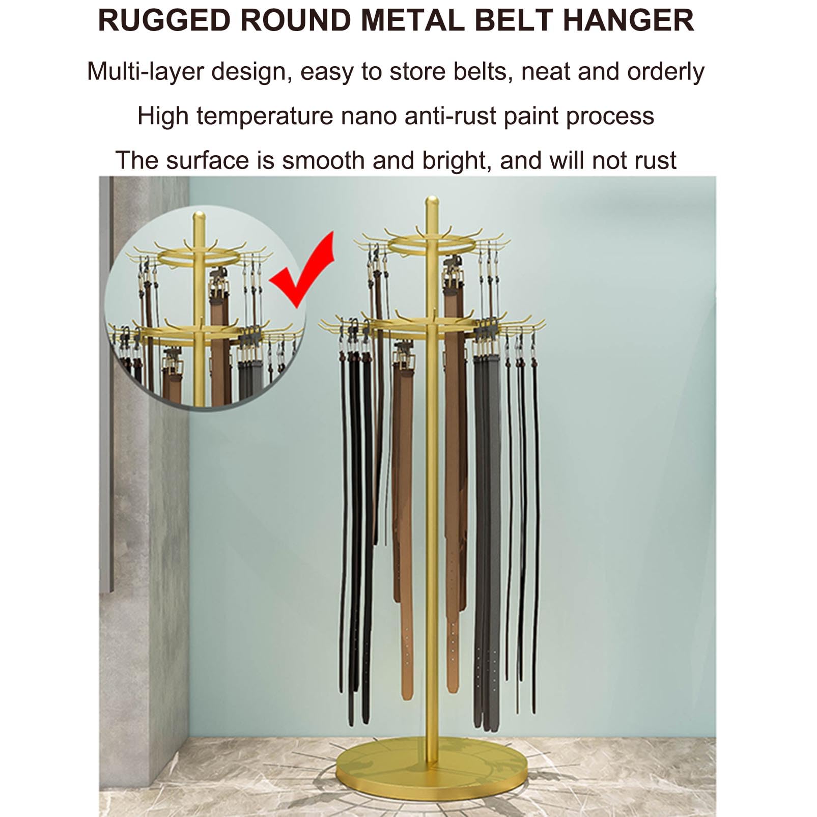 Bodenstehender Gürtelständer, Schalhalter, Krawattenhalter aus Metall, Gürtelhalter, Herrenschrank-Organizer, platzsparende Gürtelhaken, für Bekleidungsgeschäfte, Einkaufszentren, Ausstellungsräume