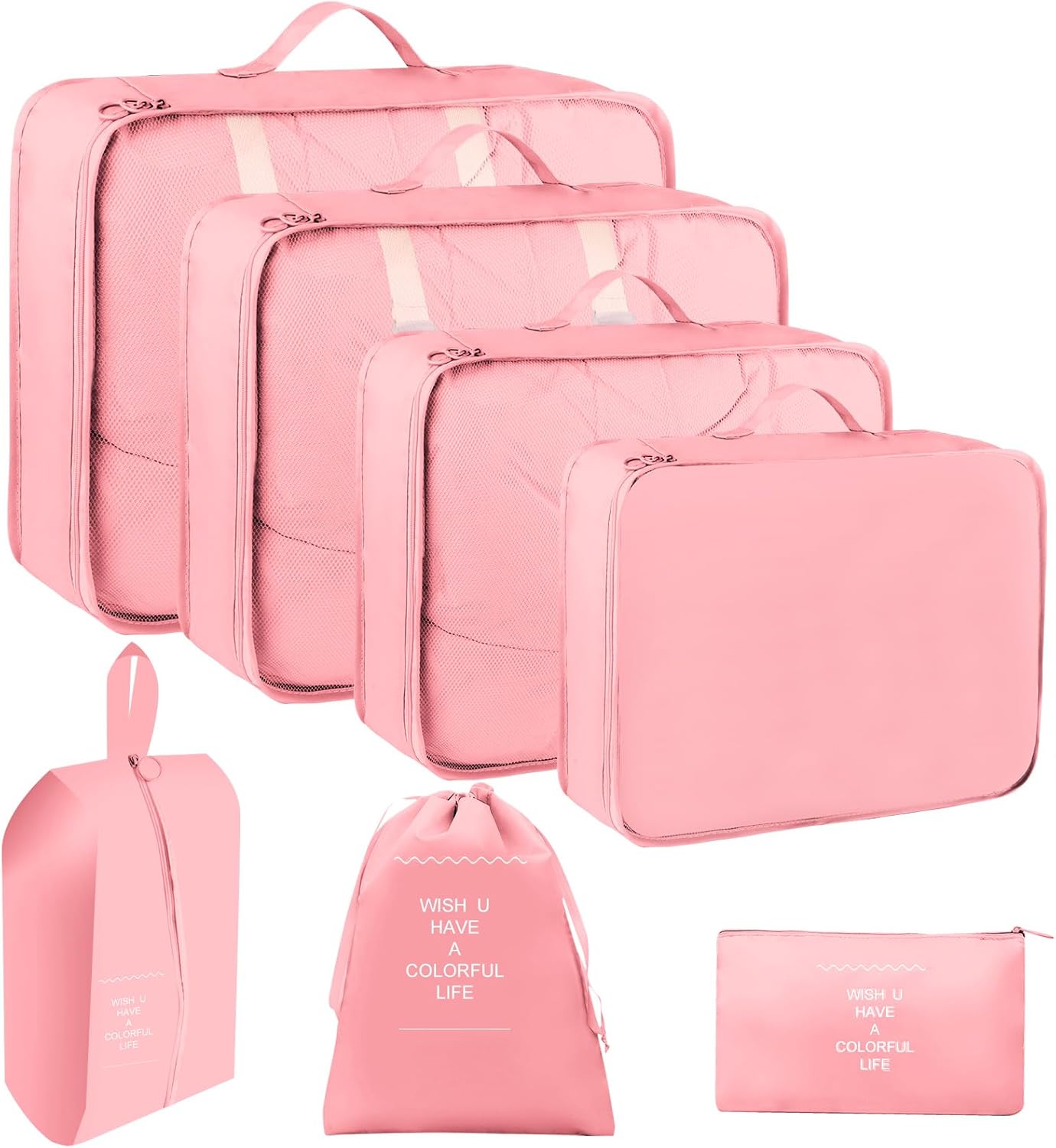 7 Pièces Organiseurs de Bagage pour Voyage, Organisateur Valise Packing Cubes, Voyage Imperméable Set, pour Vêtements Sous-vêtements, Chaussures et Cosmétiques(Rose) 7 Pièces Organiseurs de Bagage pour Voyage, Organisateur Valise Packing Cubes, Voyage Imperméable Set, pour Vêtements Sous-vêtements, Chaussures et Cosmétiques(Rose)