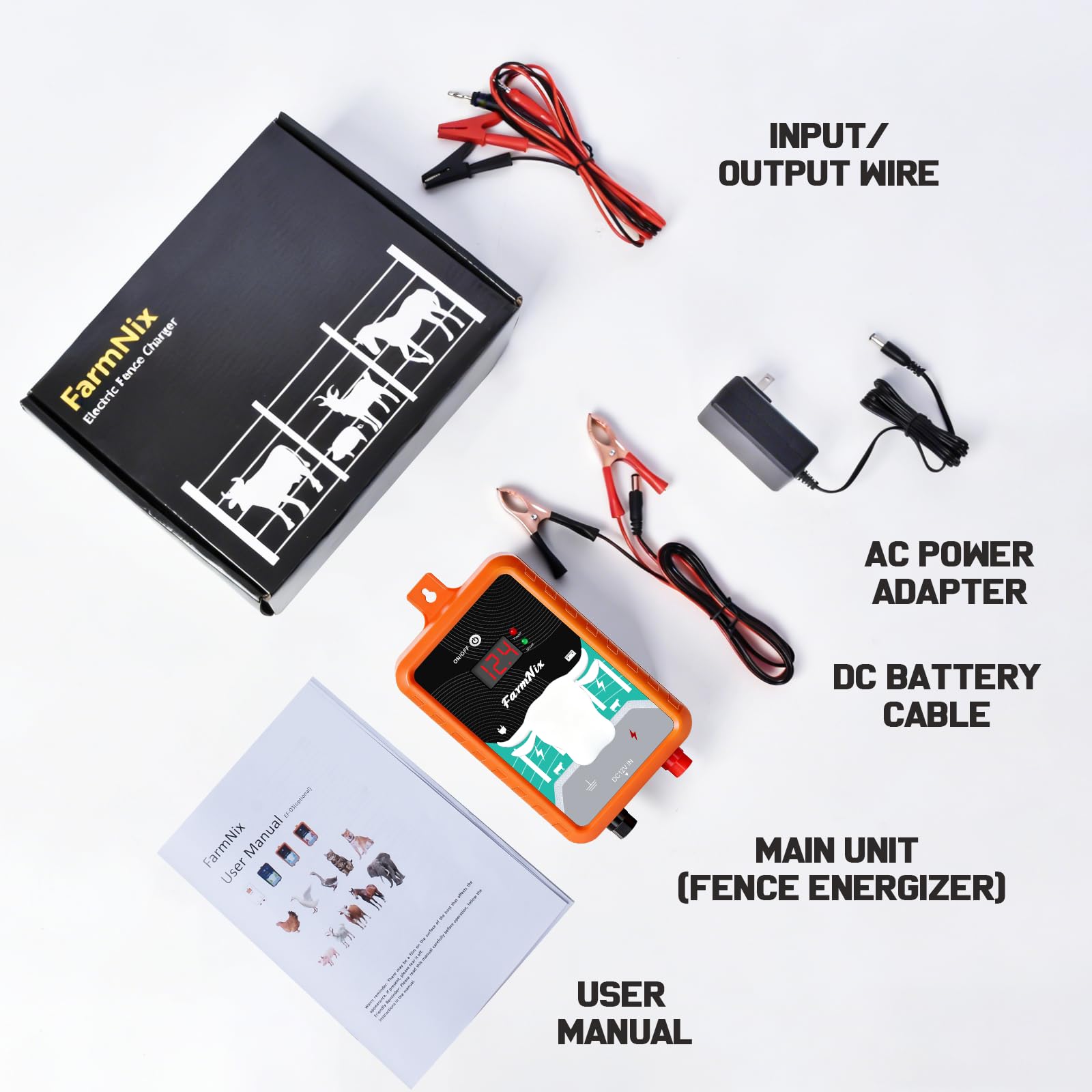 Cargador eléctrico de valla de 9.32 millas, salida de energía 2J de voltaje de salida de 12 KV, energía eléctrica de CA CC con pantalla LED para evitar que los animales salvajes se entrometan, ideal