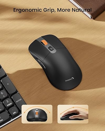 Miniatura 6 de ProtoArc Teclado mecánico y ratón, teclado inalámbrico recargable de aluminio, 2.4G+Bluetooth dual, teclas de perfil bajo, interruptores rojos,