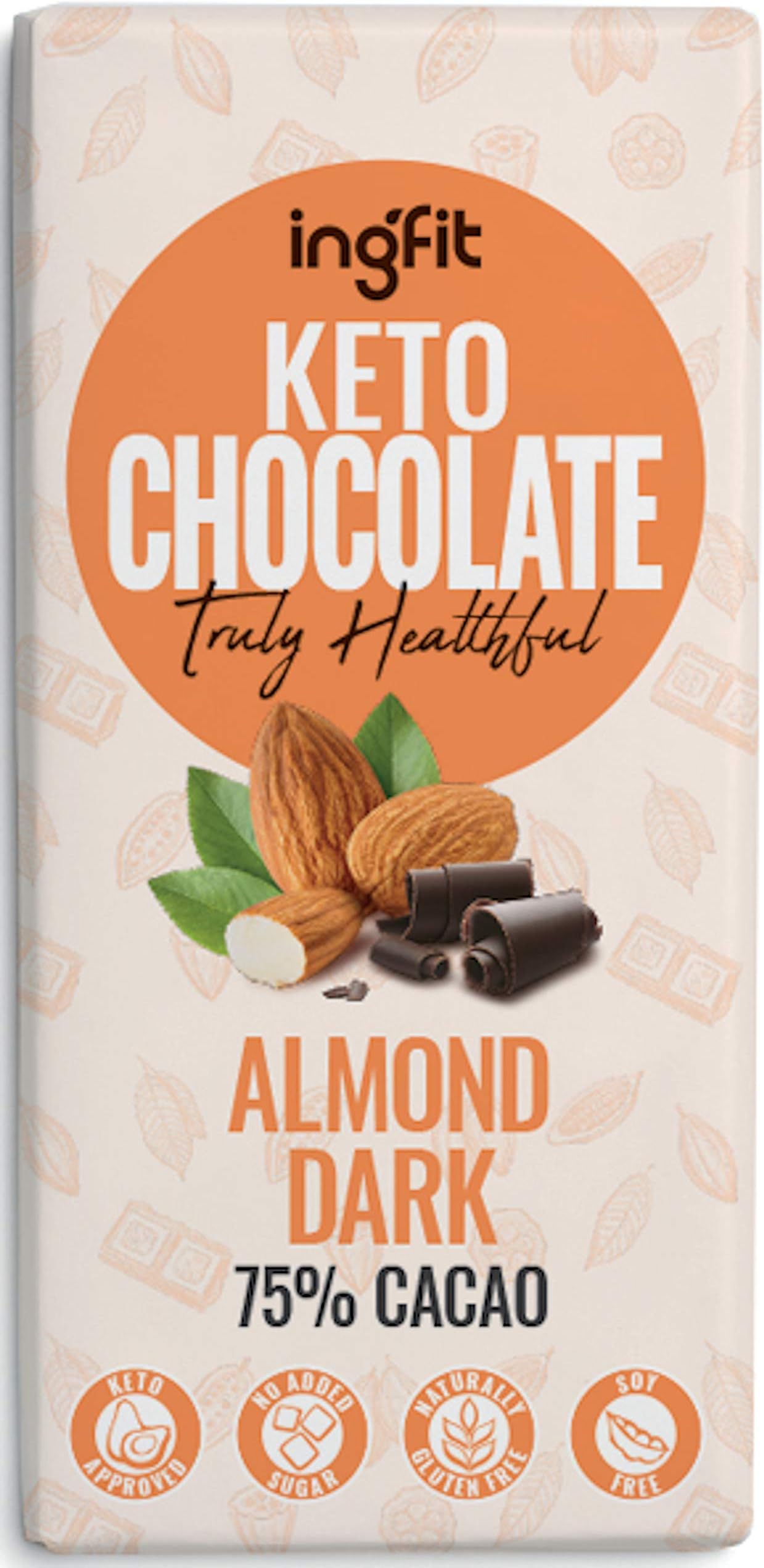 ingfit – Sugar Free Keto Chocolate (Dark with Almond)