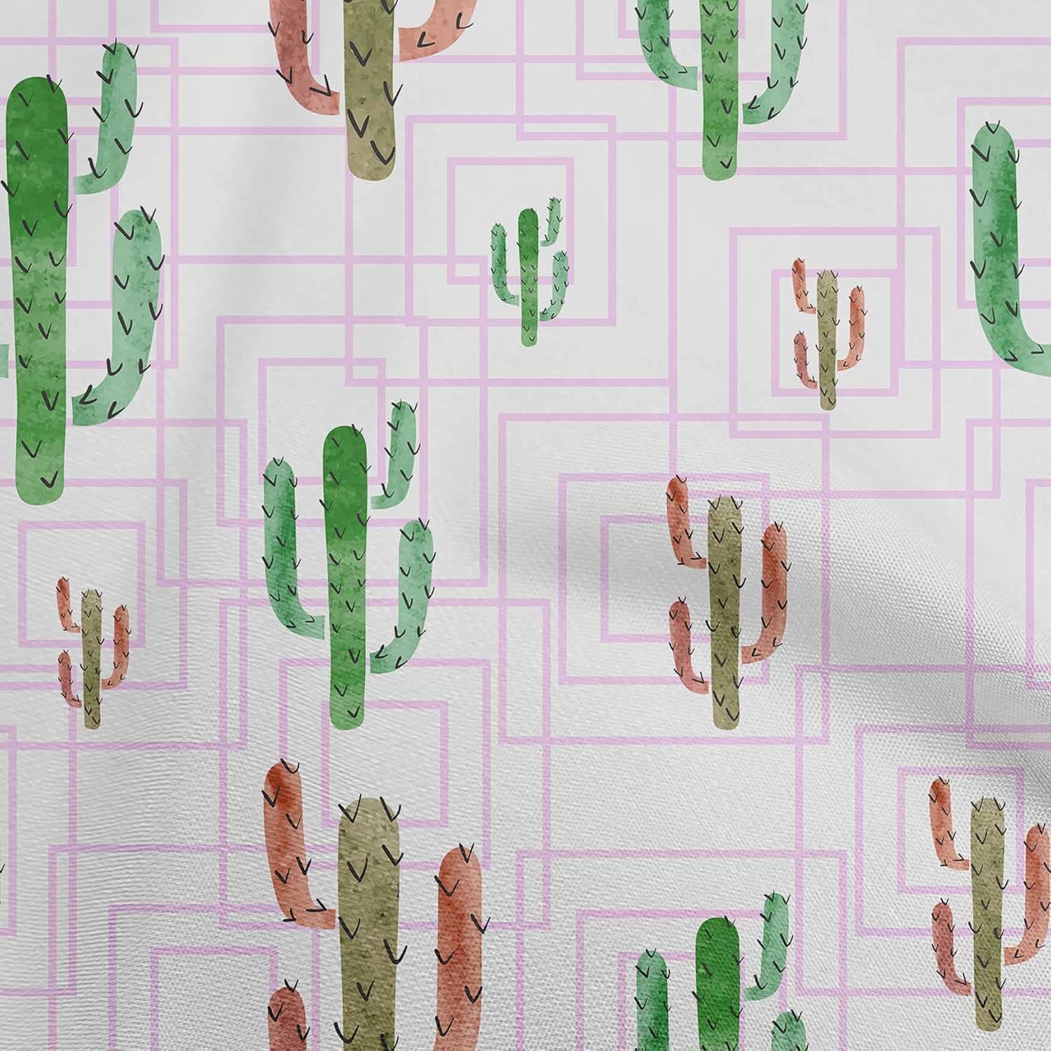 oneOone Viscose Chiffon Green Fabric Cactus Sewing Material Print Fabric by The Yard 42 Inch Wide