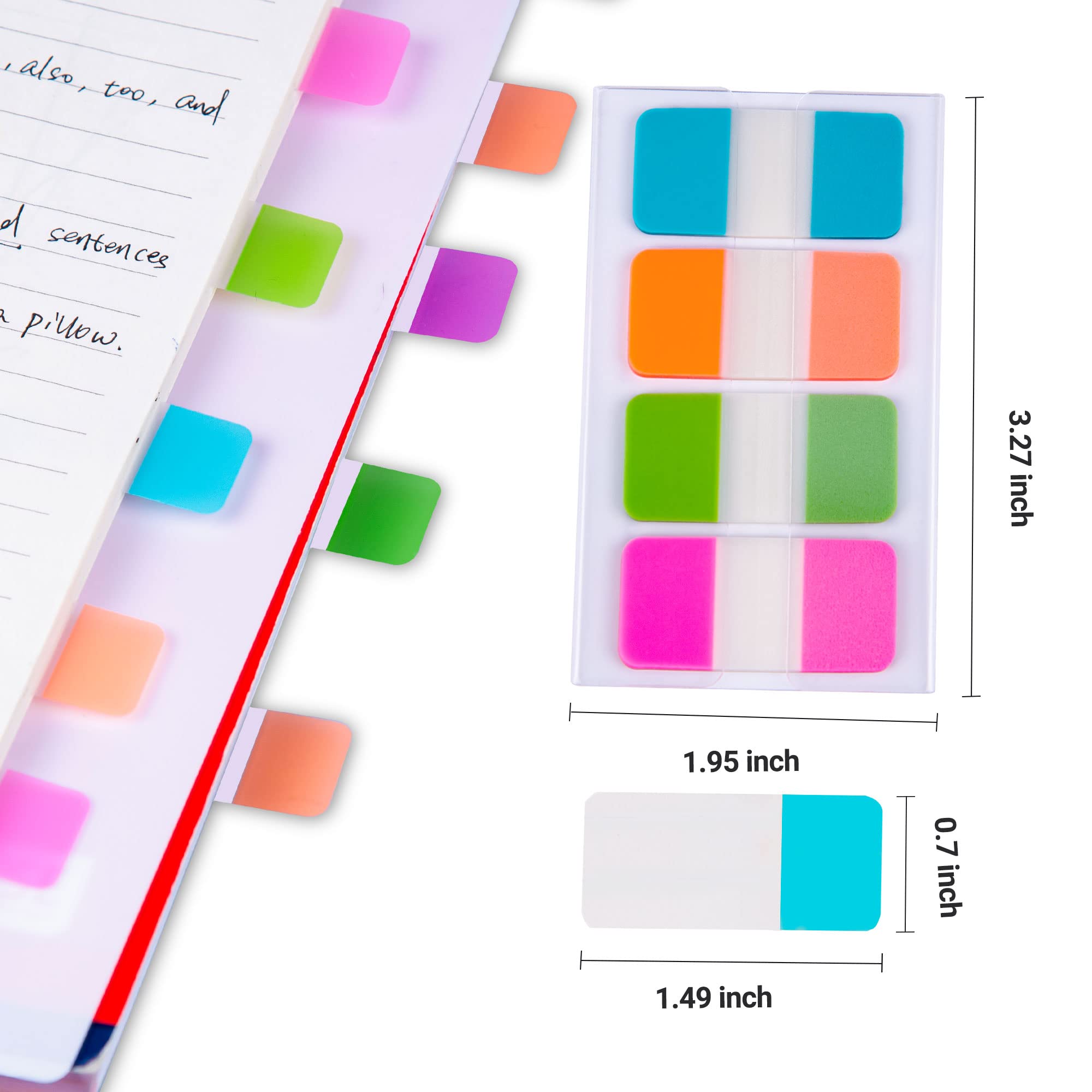 Golcellia 480 Stück Haftnotizen, transparente Haftnotizen, farbige Seitenmarkierungen für Lesezeichen, beschreibbare und repositionierbare Index-Anmerkungs-Tabs