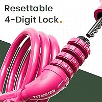 Vista 2 de Titanker Candado de bicicleta, cerradura de bicicleta de 4 pies, bloqueo de cable de 1/2 pulgada con soporte de montaje, accesorios de bicicleta