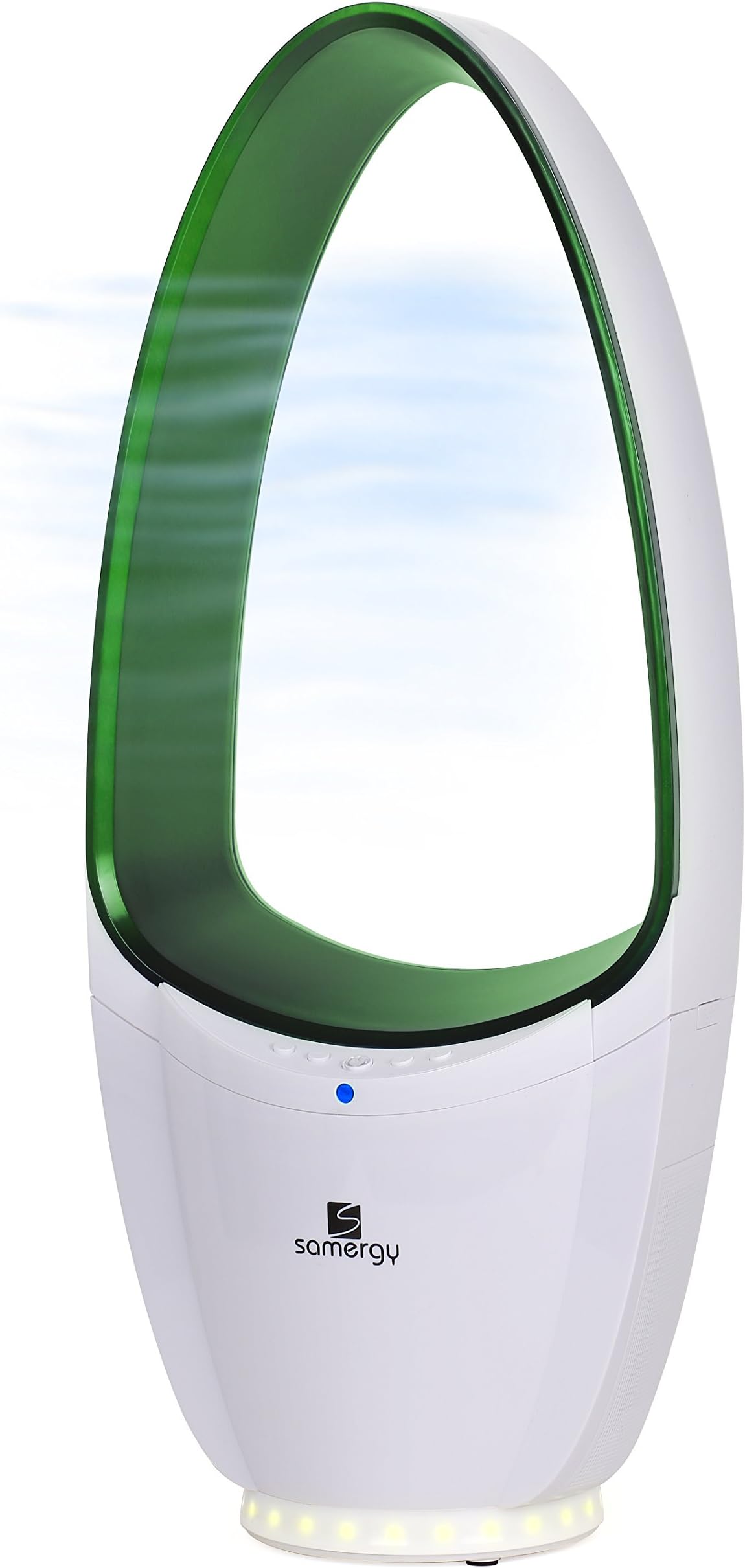 Bladeless Fan - 14 Inch - With LED Light & Remote (Green White)