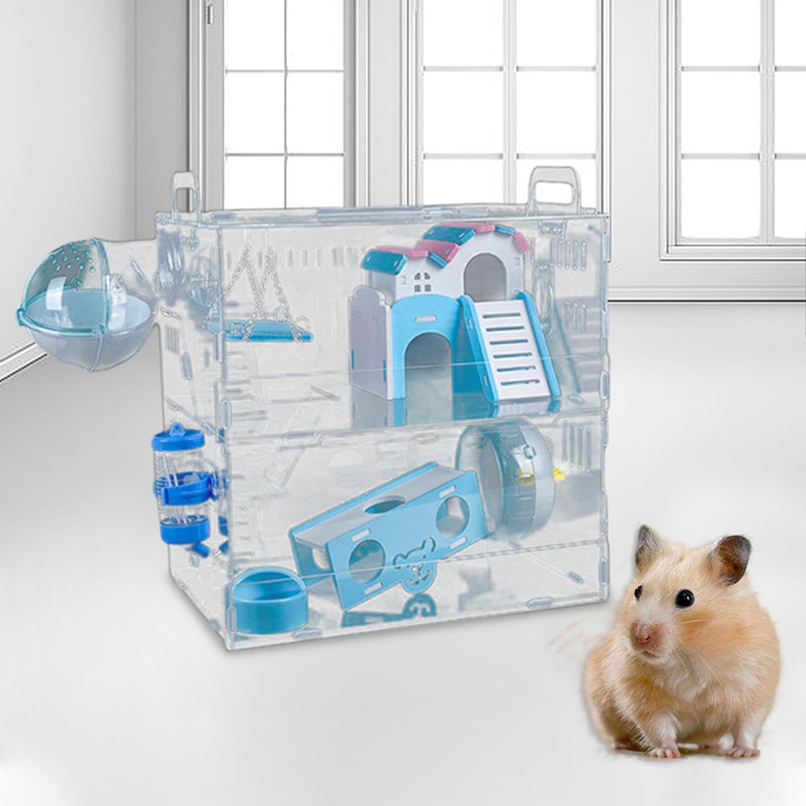 Hamster Cage Gerbil House Multifunción con Accesorios Caza de Animales Pequeños Fáciles Y Limpios para Ratones Hamsters Enanos Enanos Pequeños