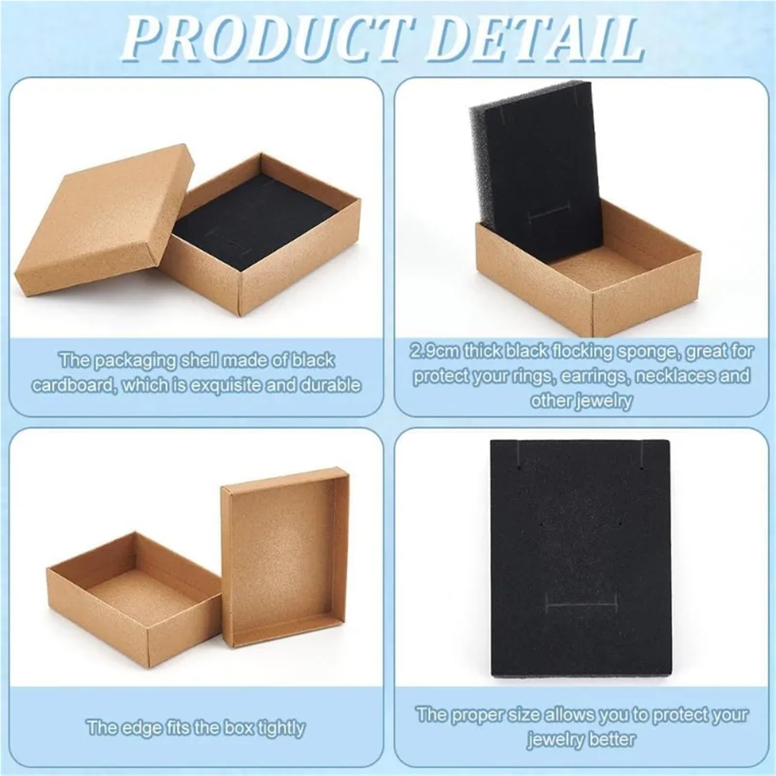 Prostokątne pudełko na biżuterię typu kraft 24 opakowania 3,5 x 6,75 x 3 cm pudełko prezentowe na biżuterię, brązowy karton kraftowy na ślub (AECH02-15759)