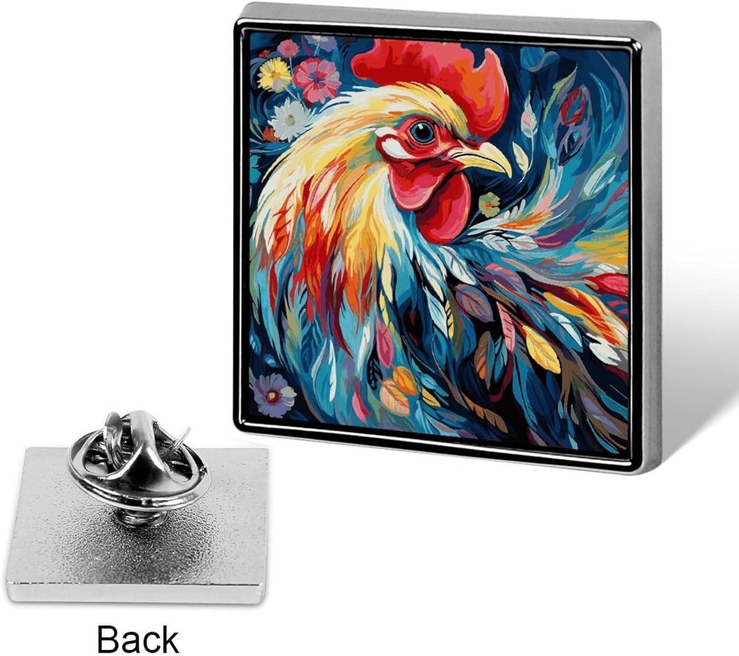 Colorful Chicken Brooch Pins Lapel Pins for Men Women Badge Button Cover Decorative Jewelry Charms for Hats Bags Backpacks Suits Shirts Scarves Clothing Accessories Banquet Wedding Gift image 3