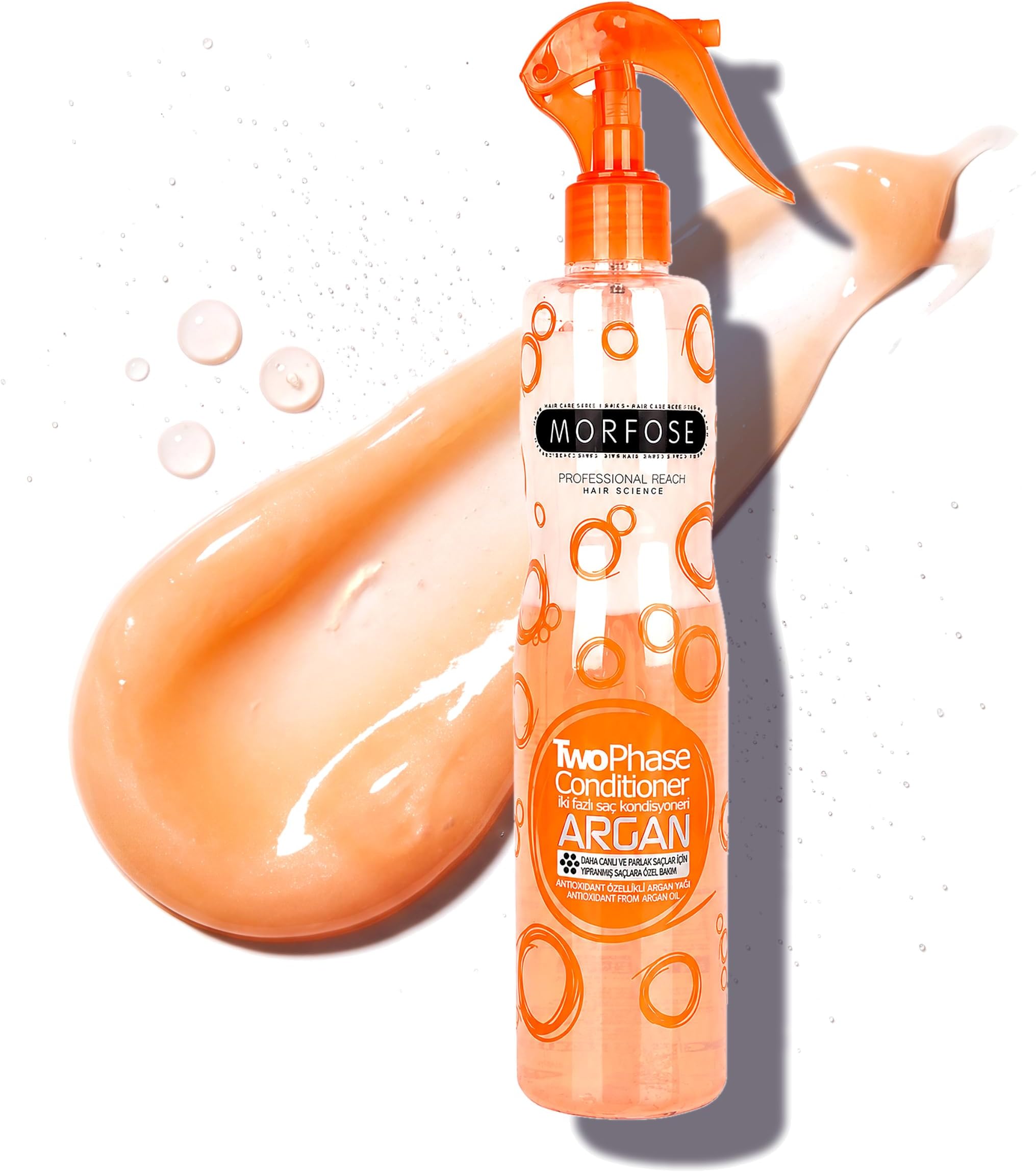 Morfose Argan Two-Phase Hair Conditioner 400ml, Hair Heat Protection, Formal Leave-In Conditioner Spray for Detangling, Shine & Split End Removal, Moisture for All Hair Types (Argan)