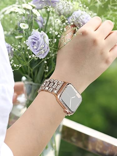 Miniatura 5 de Wolait Compatible con Apple Watch Ultra 2 Band de 4945441.654 in 38401.614 in, correa de metal con diamantes de imitación para mujer para iWatch