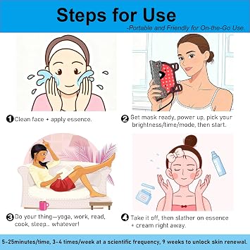 Red Light Therapy Mask for Face, Black