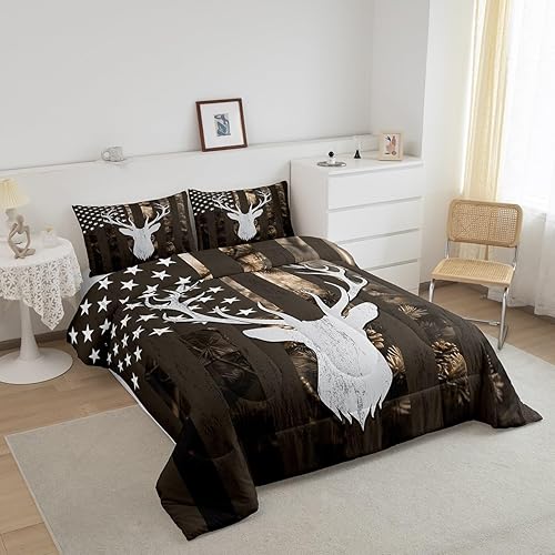 Miniatura 116 de Castle Fairy Juego de edredón con bandera estadounidense, tamaño King, ropa de cama de animales de pastor alemán para niñas y adolescentes, juego