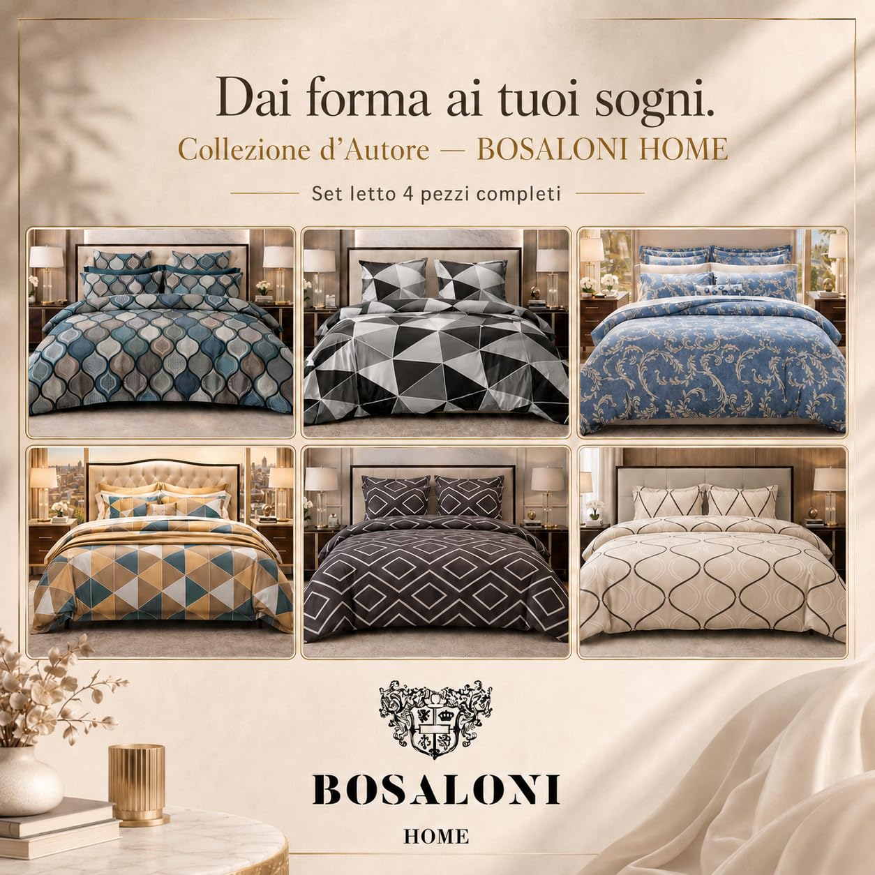 Set Copripiumino Matrimoniale HOME Collezione D’Autore – 4 Pezzi, Copripiumino 220x230 cm, Lenzuolo con Angoli 160x200+35 cm, 2 Federe 50x80 – Microfibra Ultra Soft (Damascato Cielo)