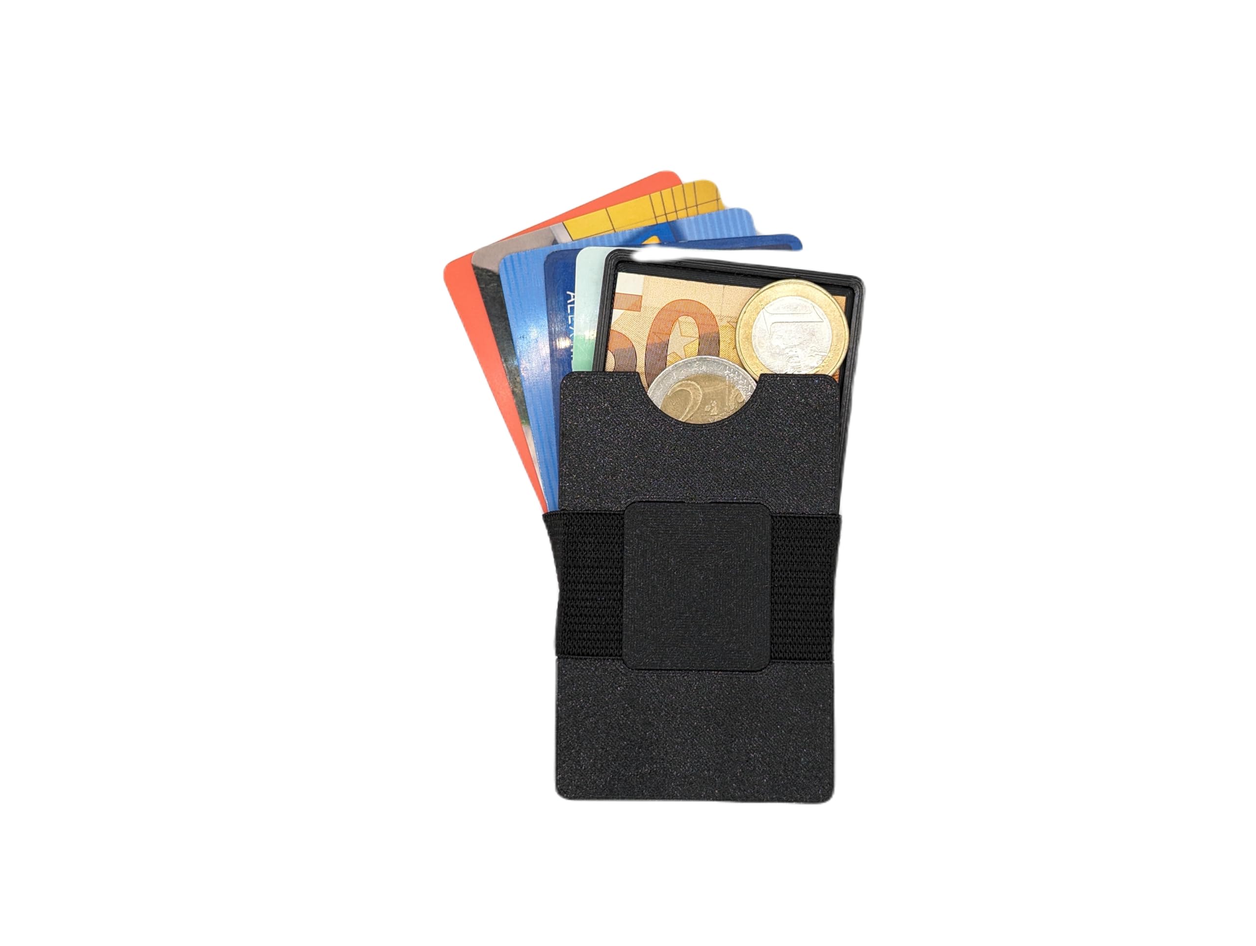 ЯMIA Card Wallet Slim Wallet Geldbörse Geldbeutel AirTag Halter Münzfach (Schwarz, Wallet Set Clean)