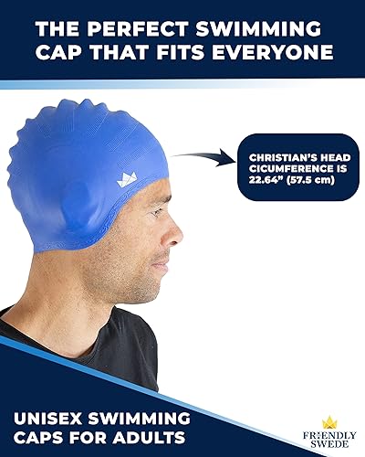 Miniatura 5 de The Friendly Swede Silicone Swim Cap for Long Hair Durable Swim Caps for Women Swimming Swimming Cap for Women Swim Cap for Men Swim Cap for Women