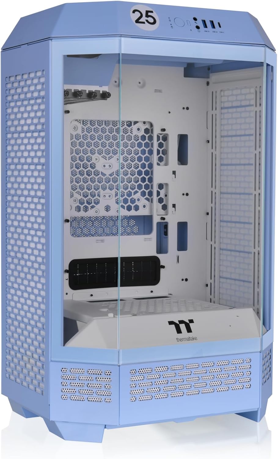 Thermaltake Tower 300 Hydrangea Blue Micro-ATX Case; 2x140mm CT Fan Included; Support Up to 420mm Radiator; Optional Chassis Stand Kit Allows Horizontal Display; CA-1Y4-00SFWN-00; 3 Year Warranty