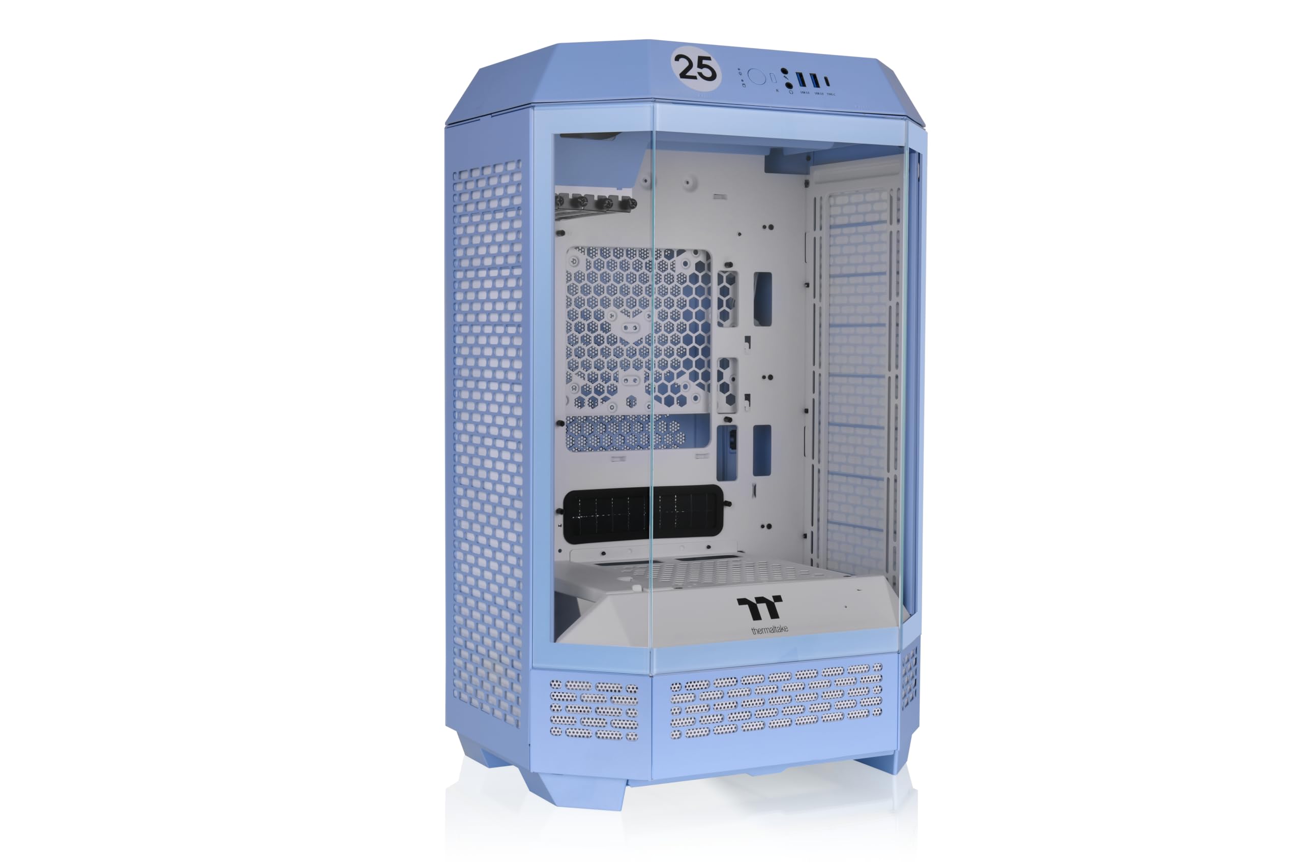 Thermaltake Tower 300 Hortensja niebieska obudowa Micro-ATX; wentylator CT 2 x 140 mm w zestawie; obsługa grzejnika do 420 mm; opcjonalny zestaw stojaka podwozia umożliwia wyświetlanie poziome;