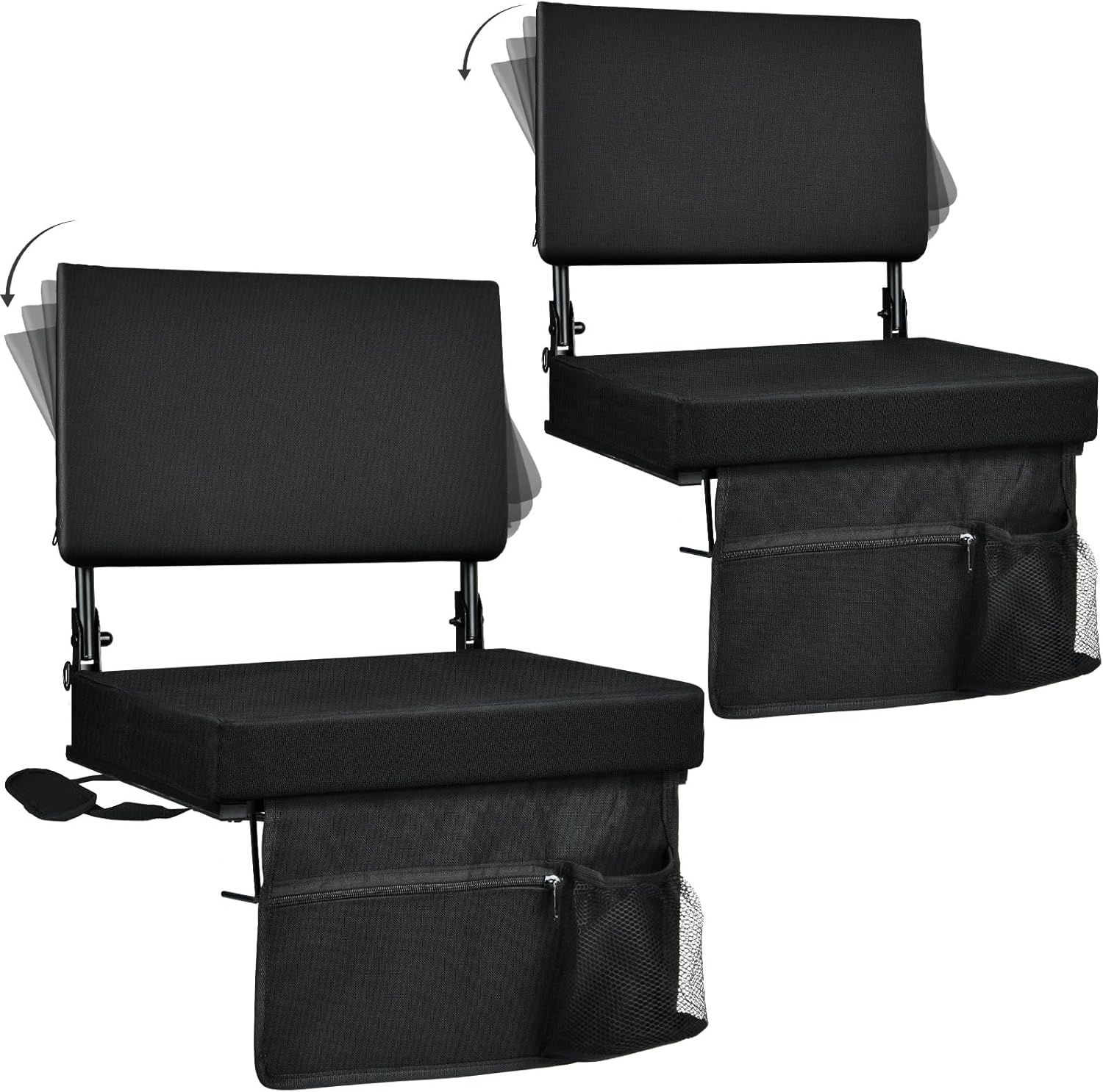Stadium Seat with Back Support, Padded Ergonomic Back, Cushion Wide, Portable, Foldable, with Pocket & Shoulder Strap, Perfect for Sports Events