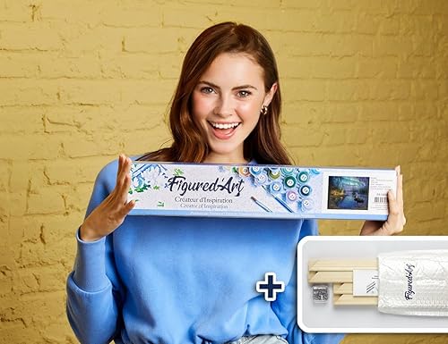 Vista 543 de Figured'Art - Juego de pintura por números, lienzo enrollado sin marco, para manualidades, para adultos, 16 x 20 pulgadas, jarrón de peonías