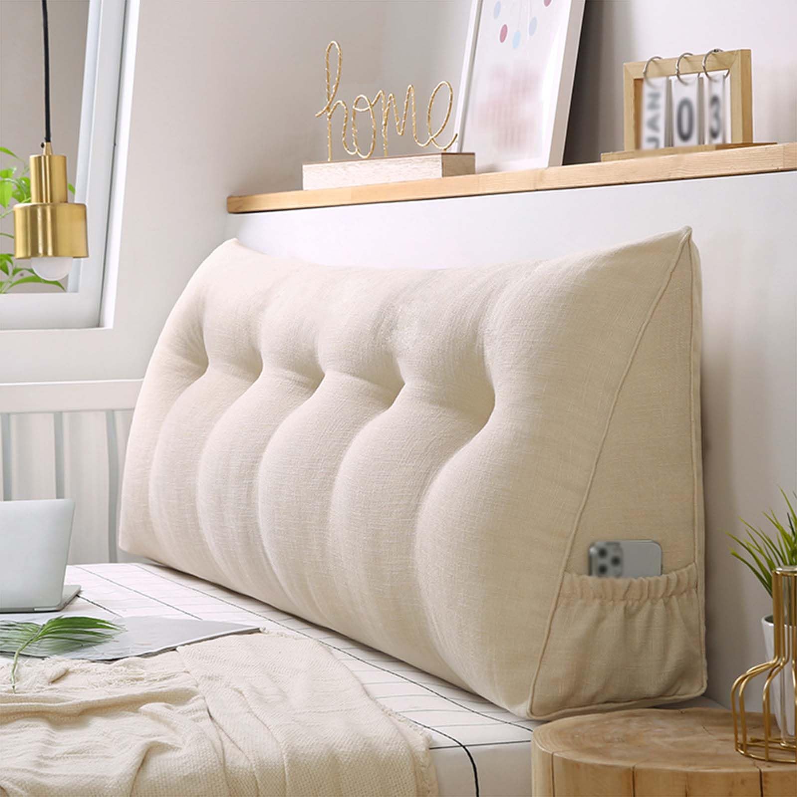 Backrest Cushion Bed Reading Pillow Double Bedside Pillow Large Tatami Bolster Cushion Triangular Wedge Headboard Cushion for Bedroom Couch with Washable Cover,E,60x50x20cm