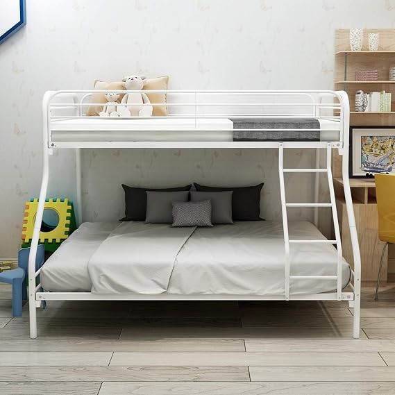 Metal Bunk Bed Twin Over Twin with Ladder and Safety Guard Rails,Bedroom Heavy Duty Bed Frame w/Slat Support & No Box Spring Required,Easy Assembly,for Adult Kid Boy Girl,Black