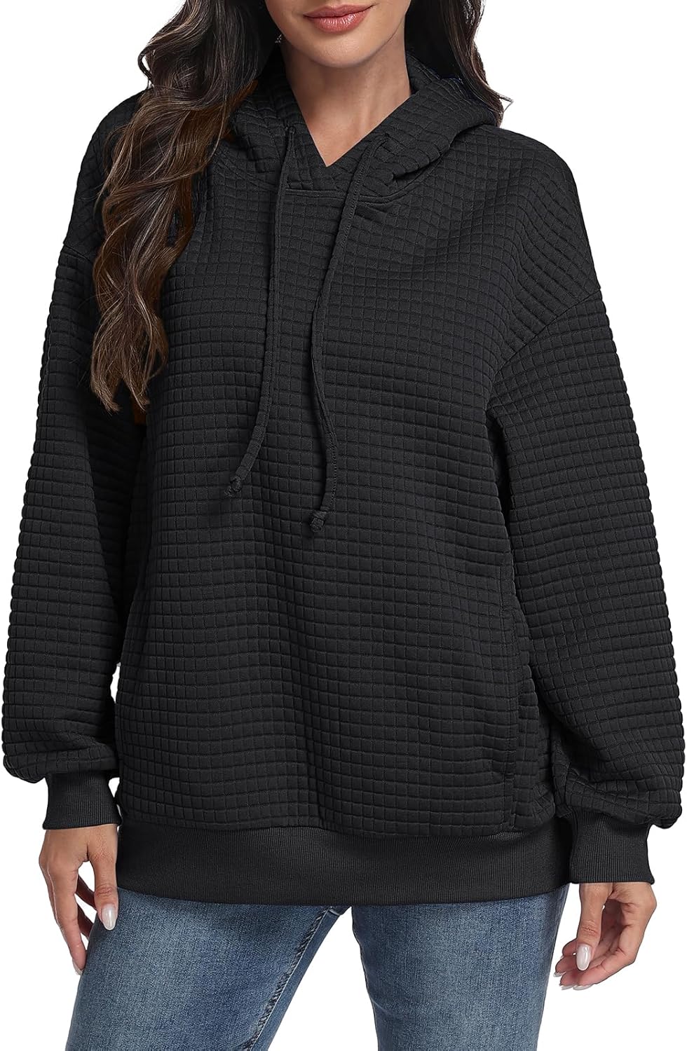 SeSe Code Hoodie With Eye Mask Waffle Hooded Sweatshirts Womens Travel Airplane Sleep Hoodies Mens Oversized Pullover - Image 5