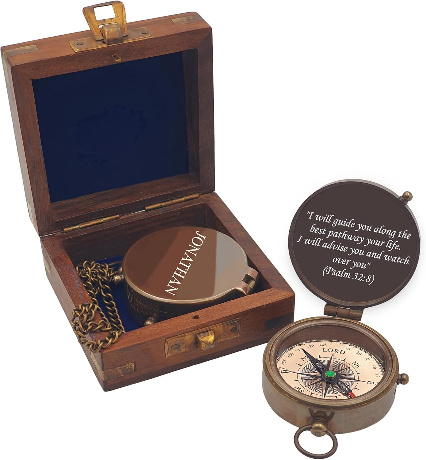 Personalized Compass, Custom Engraved Handmade Working Compass, Gifts for Men for Anniversary Fathers Day Christmas Birthday Valentines Day and Graduation Baptism (Lord Compass)