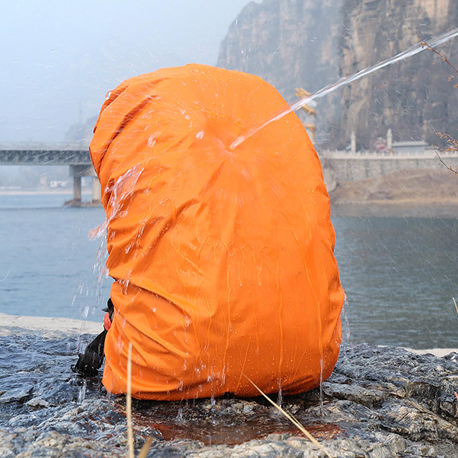 Mochila con tiras reflectantes para senderismo al aire libre, protector de bolsa de escalada