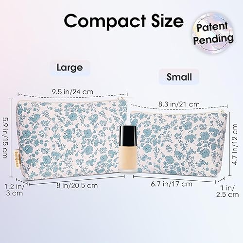 Miniatura 9 de Wandering Nature Bolsa de maquillaje pequeña para bolsa de cosméticos para bolso, paquete de 2 bolsas pequeñas de maquillaje de cuero vegano, bonita