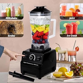 2L Blenders for Kitchen 4500W Smoothie Maker with 600ml Grinder | Plastic Jug Blenders, Smoothie Blender Max 48000 RPM, 6 Sharp Blades,For Liquidisers,Ice,Fruit,Meat