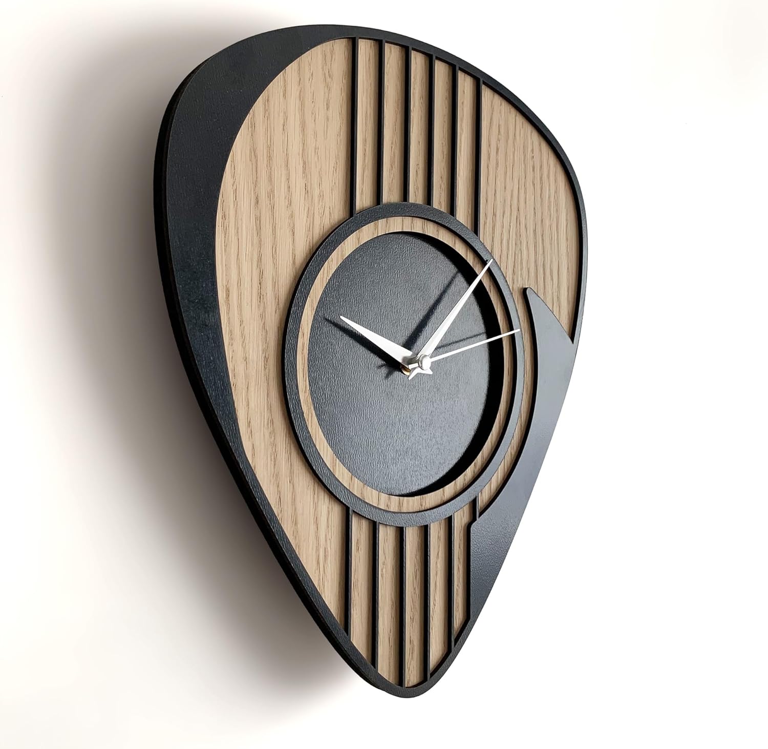 goodtime Wooden Guitar Clock, Musician Gift, Clock for Men, Guitar Gift, Man Cave Decor, Music Room Decor, Musical Gifts, 12.7"x11", Black & Natural Color
