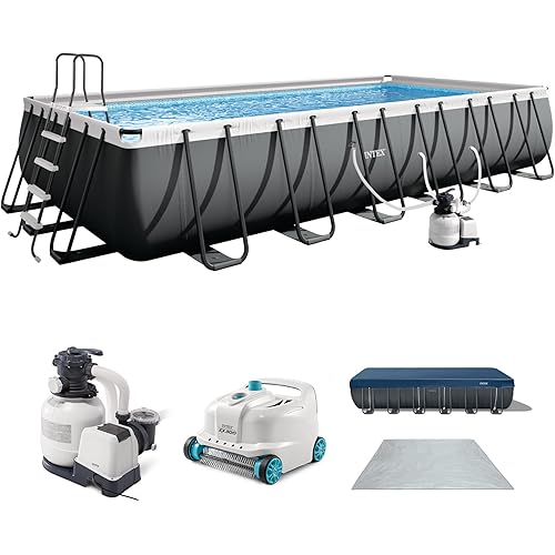 INTEX 26363EH Ultra XTR 24ft x 12ft x 52in Above Ground Swimming Pool Set with Sand Filter Pump and Deluxe Automatic Vacuum Cleaner