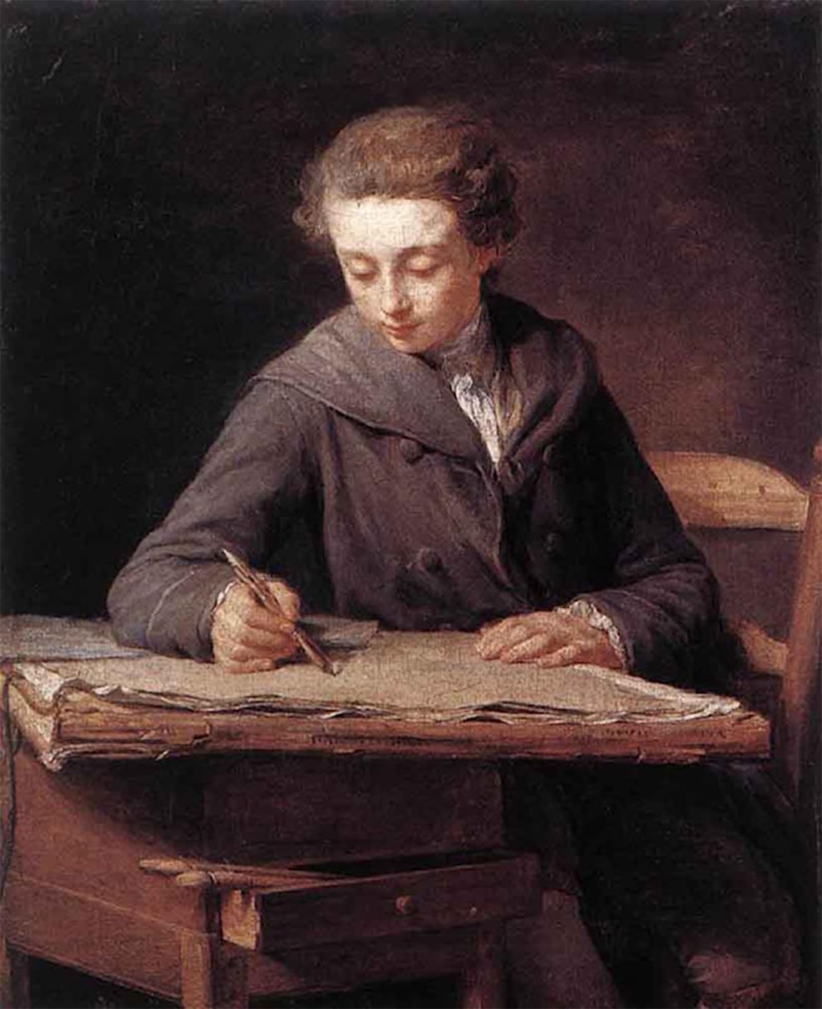 ARTXLXXBN Famous Print Painting Colorful Art Print The Young Draughtsman Nicolas Bernard Lepicier Canvas Art Decorations for Home Decor 60x90cm