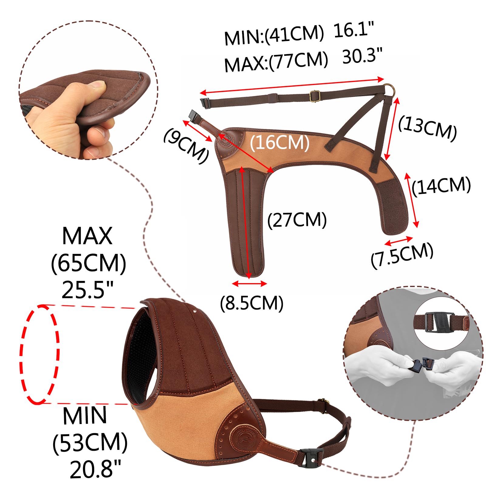 Almohadilla de retroceso de hombro de piel de lona ajustable para escopeta de rifle, almohadillas a prueba de golpes para deportes, tiro, caza