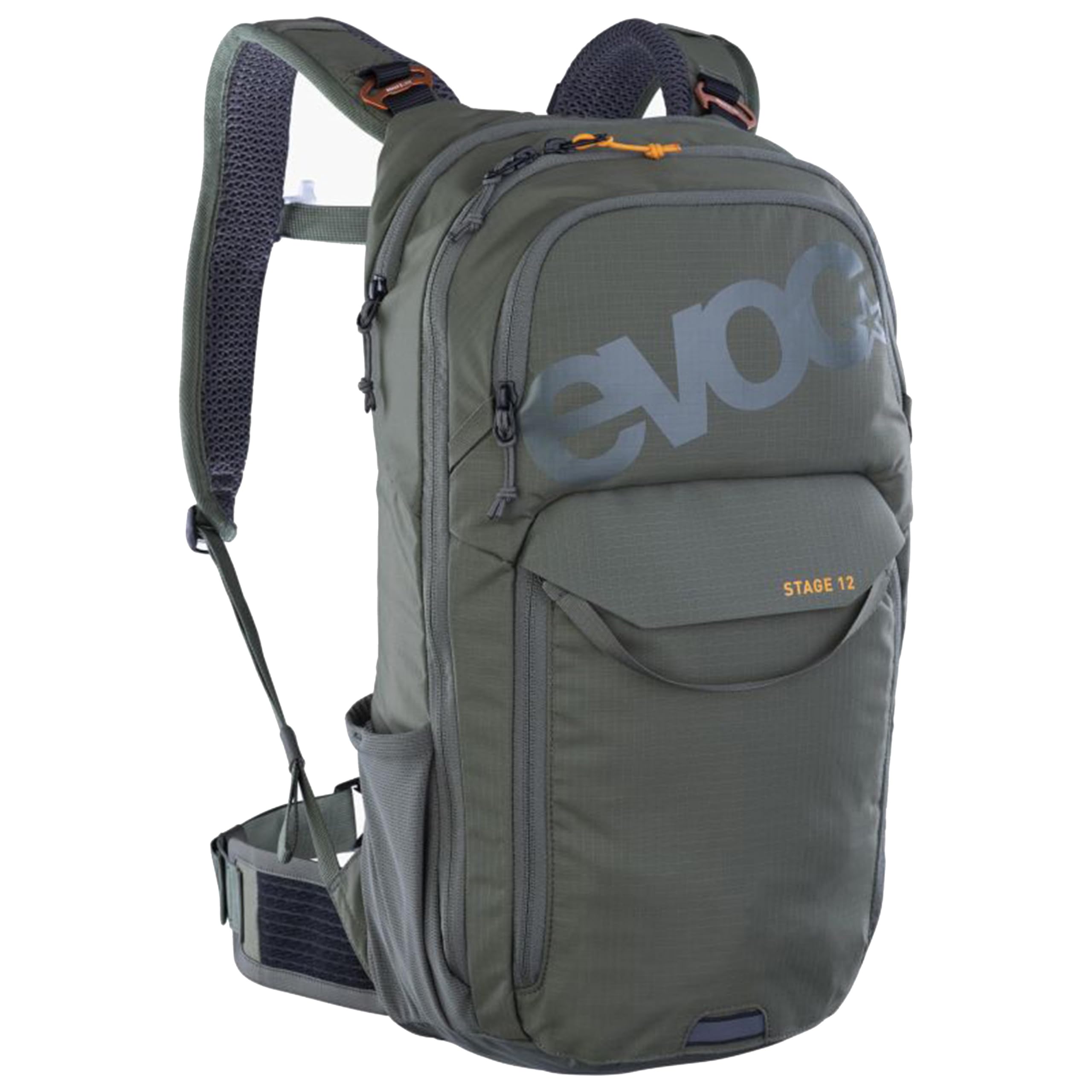 EVOC STAGE 12, Backpack (verstellbare Schultergurte durch BRACE LINK, AIR FLOW CONTACT SYSTEM, inkl. Trinkblasenfach, Werkzeugfach und Komprimierungsgurte, One Size)