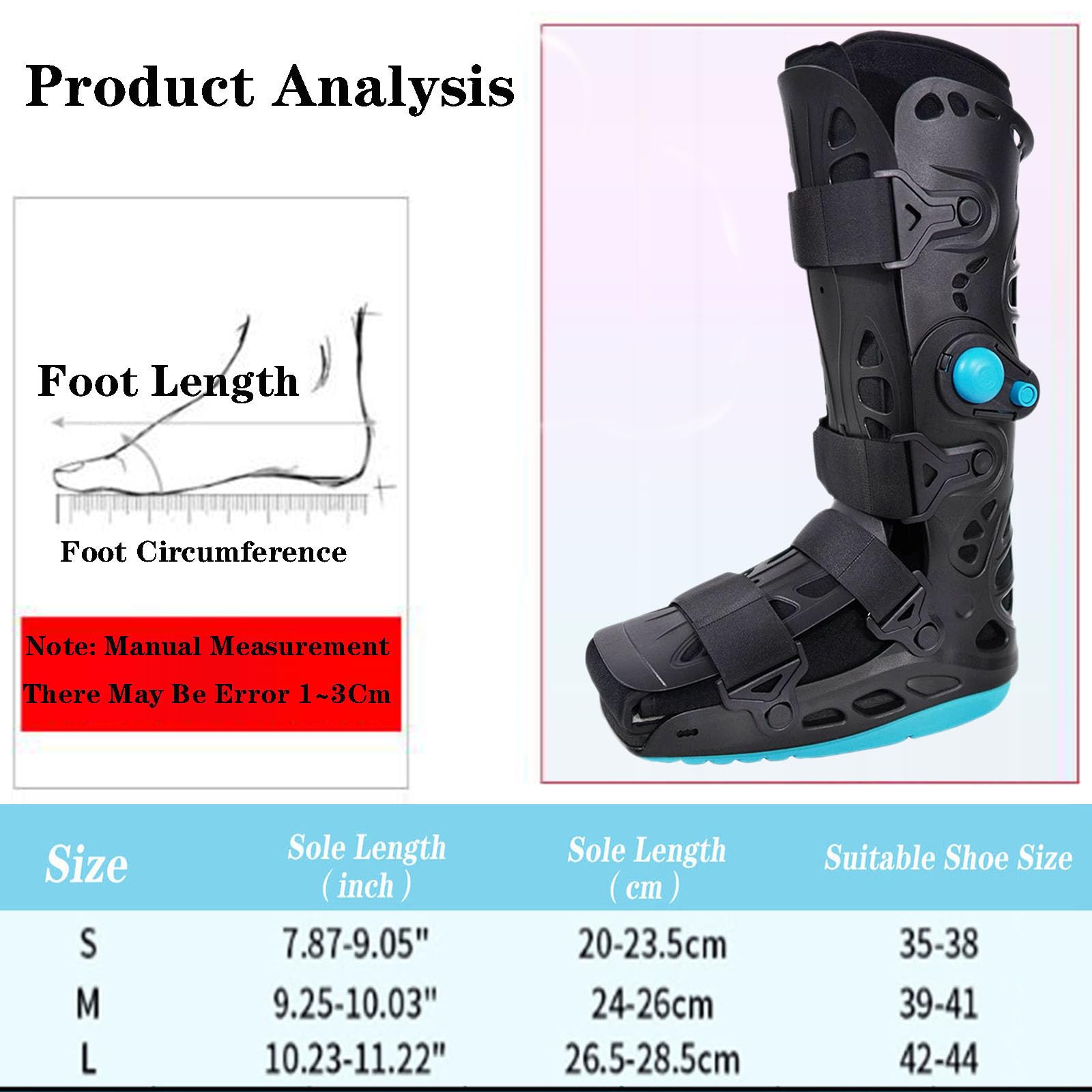 SFKLYU Inmovilizador Ortopédico para Dormir, Bota de Soporte para Tobillo y Pie para Fracturas, Férula Nocturna para Fascitis Plantar y Tendinitis Aquílea,A Left,S