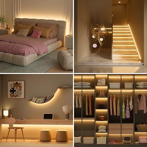 Miniatura 8 de PAUTIX COB - Tira de luces LED, RGBW luces LED RGB+2700K blanco cálido, certificación UL, sin puntos, 24 V, cinta LED que cambia de color para