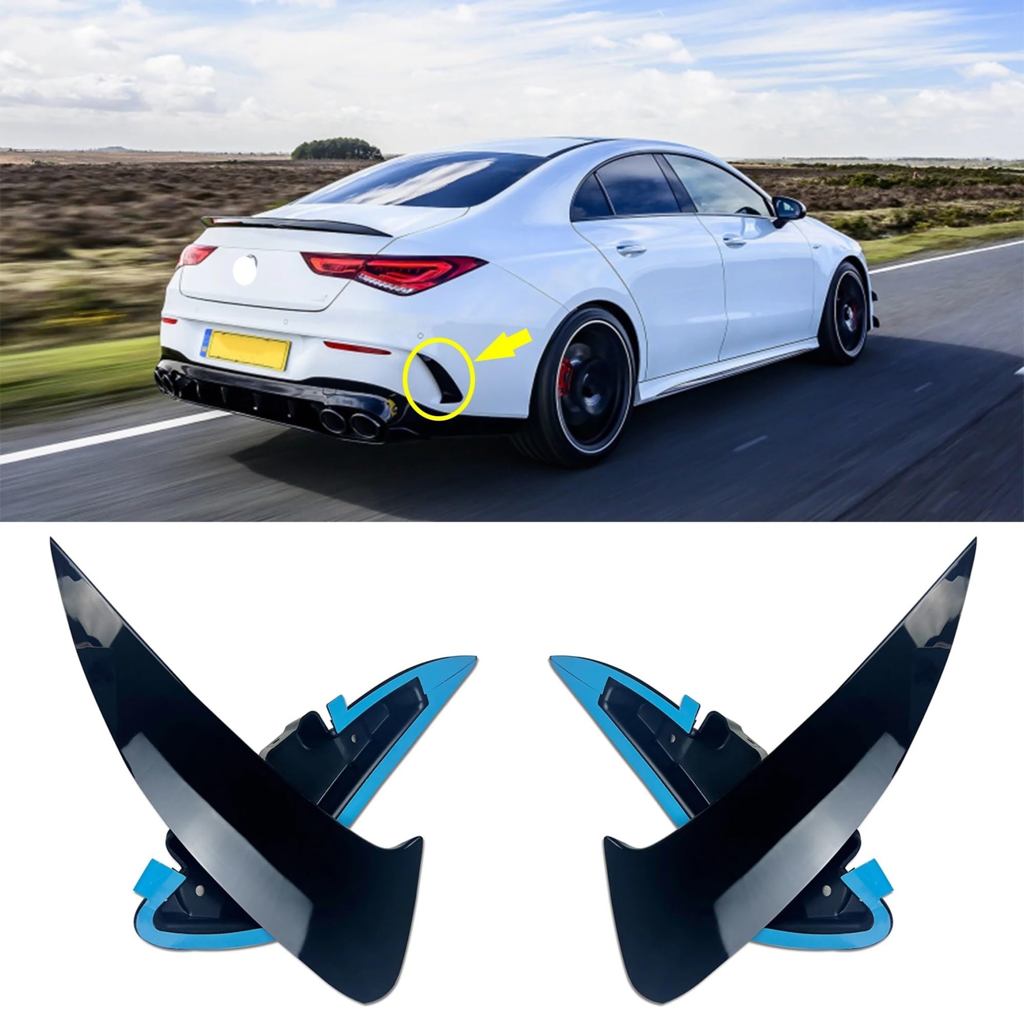 2 Pezzi Per Benz Classe CLA C118 W118 2019-2020 CLA250 CLA180 CLA200 ABS Trim Spoiler Paraurti Posteriore Stile CLA45 Spoiler Alettone
