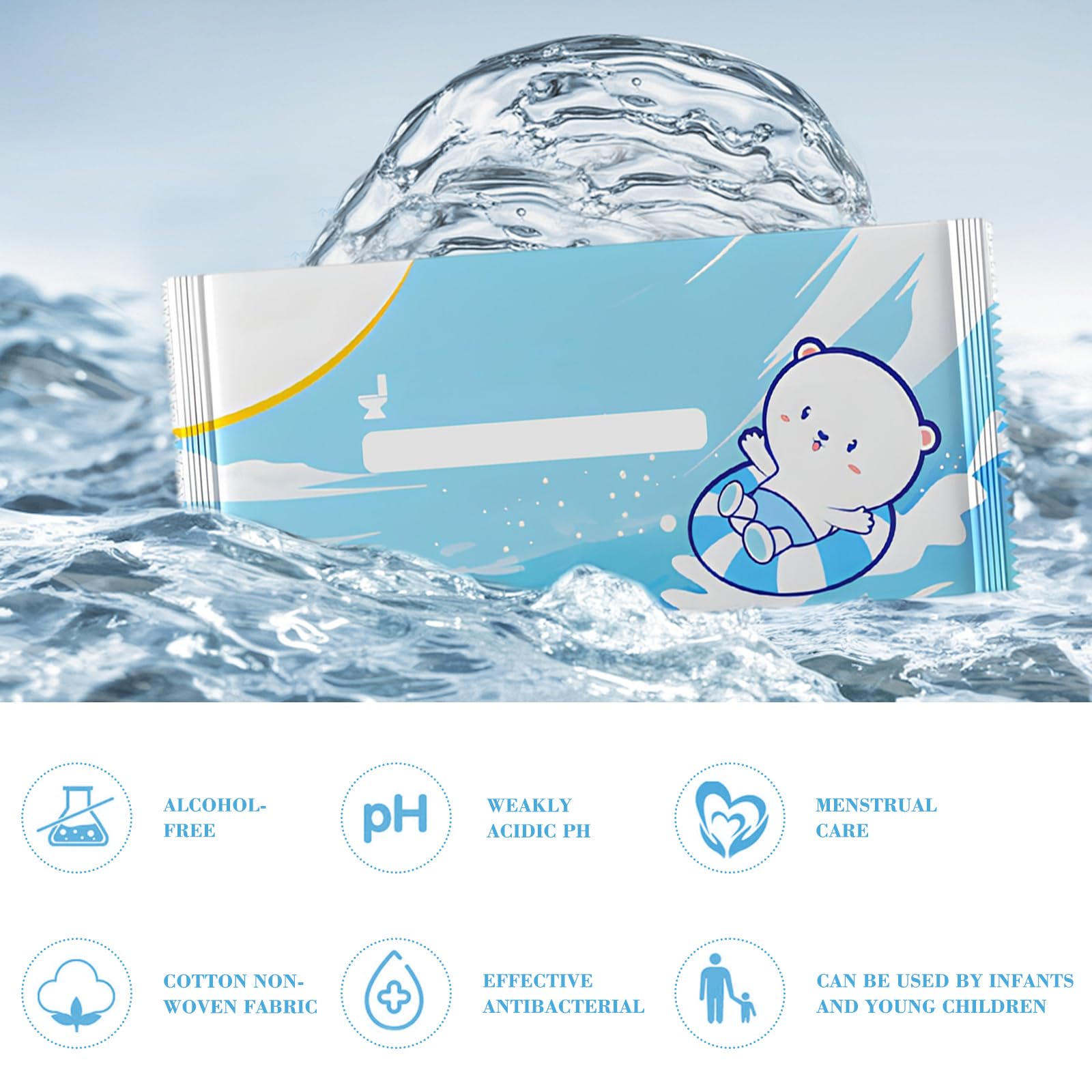 150 Piezas Papel Higiénico Húmedo Tamaño De Viaje, Paños Húmedos Individuales, Papel Higiénico Húmedo Húmedas Individuales, Fórmula De Agua Pura, No Irritante, Apto Para Uso Familiar