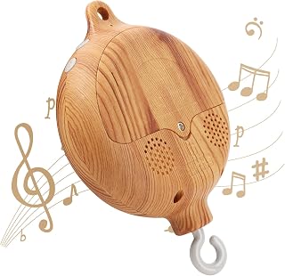 JILPAK Baby Crib Mobile Music Box - Imitation Wood Rotating Motor with Hook, 9 Lullabies, Portable Nursery Essential