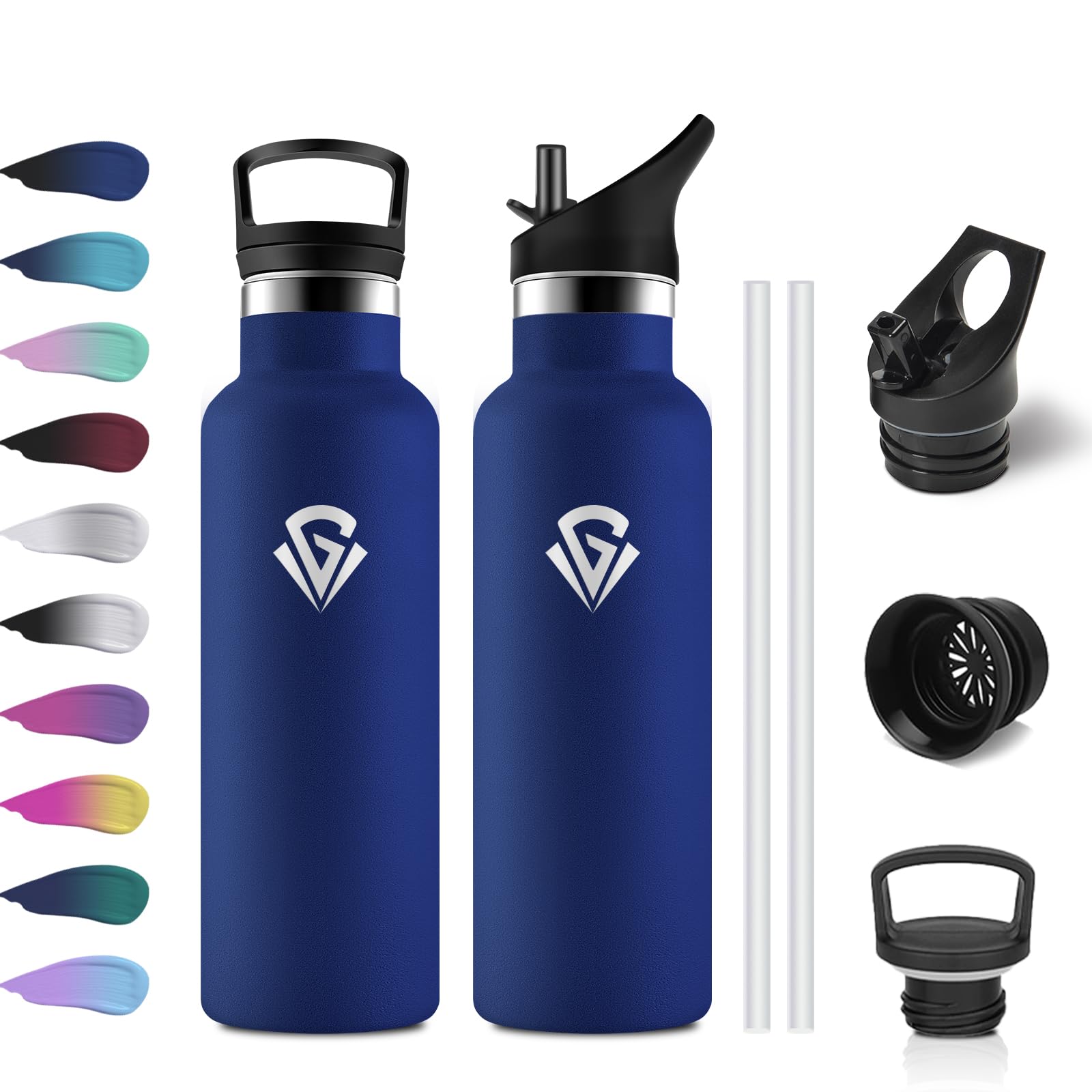 Botella Agua Acero Inoxidable 750ml, Cantimplora Termo con Pajita y Filtro, sin BPA, Reutilizable, Fácil de llevar, Termo a Prueba de Fugas, Cantimplora para Adultos, Oficina, Escuela, Bicicleta — view 12