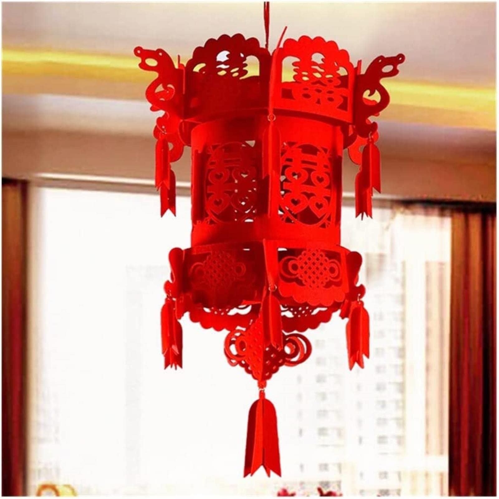 Lantern-Red chinese lantern Chinese Spring Festival Lantern New Year Lucky Auspicious Red Double Happiness Chinese Knot Tassel Hanging Lantern Rooftop Wedding Room Decoration Red Paper Lanterns Hangin