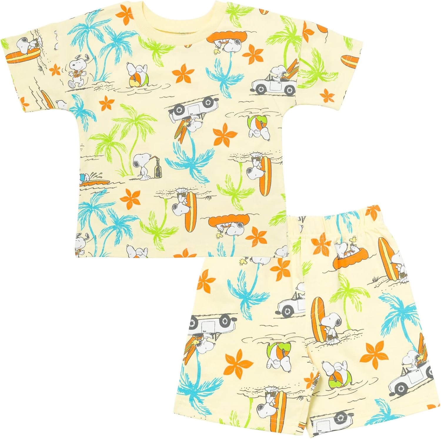 Peanuts Woodstock Snoopy French Terry T-Shirt and Shorts Outfit Set Infant to Little Kid