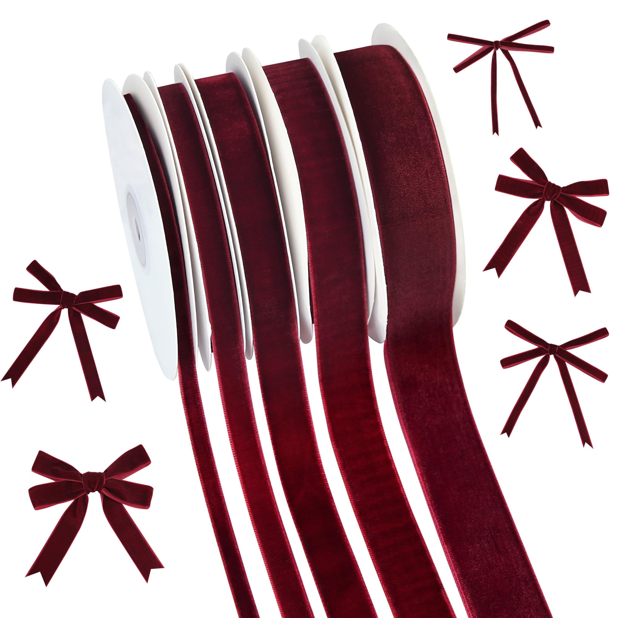 Ruban en velours bordeaux pour nœuds à cheveux et accessoires de coiffure DIY