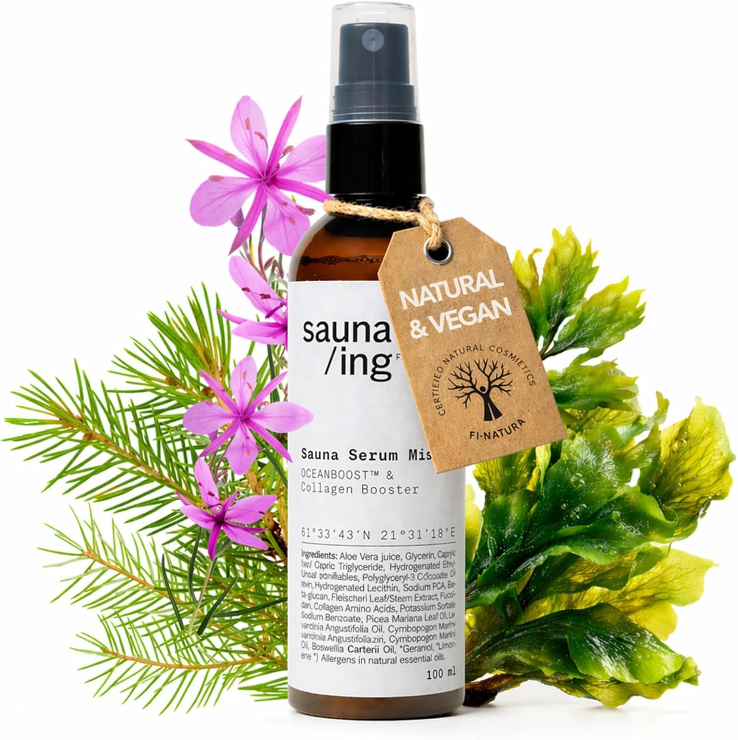 Sauna Serum Mist – Spray viso dopo la sauna con OCEANBOOST™ & collagene Booster – Idratante, rinfrescante e ad assorbimento rapido – Cura della pelle vegana