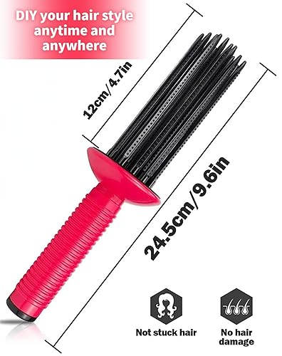 Miniatura 2 de Cepillo definidor de rizos de 17 dientes, herramienta profesional para cabello rizado, salón y hogar (2 piezas)