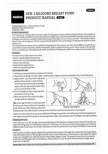 Miniatura 10 de Haakaa - Sacaleches manual para lactancia materna, material de silicona, transparente 4 onzas/100 ml